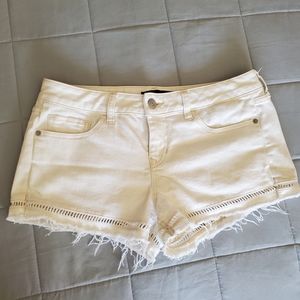 Distressed jean shorts